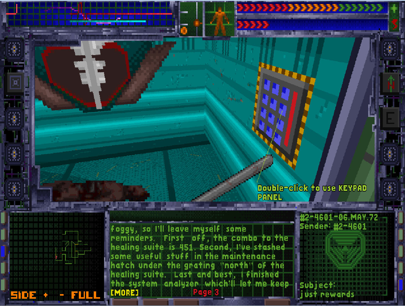 system shock 2 first door code